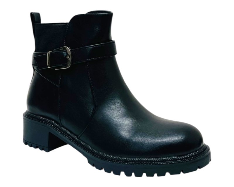 Elastic Panel Faux Leather Zip Ankle Boots - Boots - British D'sire