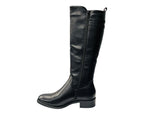 Elastic Panel Faux Leather Zip Knee High Boots - Boots - British D'sire