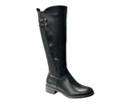 Elastic Panel Faux Leather Zip Knee High Boots - Boots - British D'sire