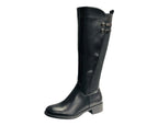 Elastic Panel Faux Leather Zip Knee High Boots - Boots - British D'sire