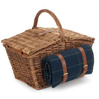 Elegant 4 Person Blue Tweed Fitted Picnic Basket - Fitted Picnic Baskets - British D'sire