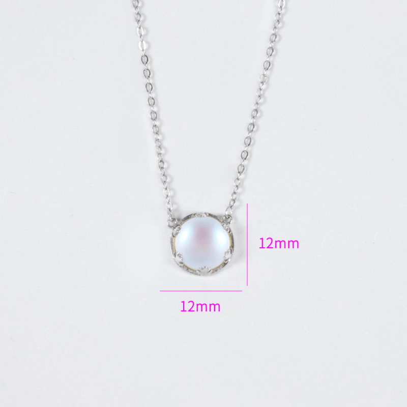 Elegant 925 sterling silver Moonstone pendant necklace women perfect gift charms link chain - Necklaces & Pendants - British D'sire