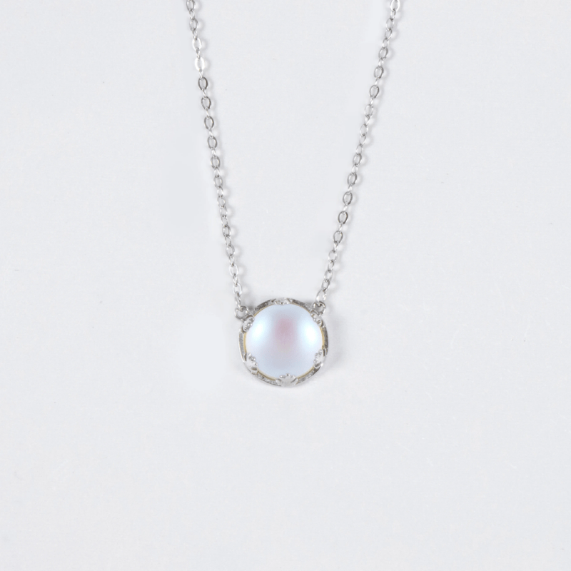 Elegant 925 sterling silver Moonstone pendant necklace women perfect gift charms link chain - Necklaces & Pendants - British D'sire