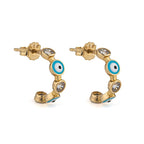 Elegant Eye Hoop Earrings by Del Corso - Crafted in 9K Gold, lightweight at 2.3 g, sophisticated design for women, featuring premium gold craftsmanship, offering timeless style, comfort, and protective symbolism - Hoop Earrings - British D'sire