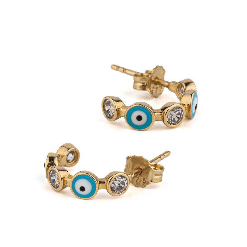 Elegant Eye Hoop Earrings by Del Corso - Crafted in 9K Gold, lightweight at 2.3 g, sophisticated design for women, featuring premium gold craftsmanship, offering timeless style, comfort, and protective symbolism - Hoop Earrings - British D'sire