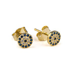 Elegant Eye Stud Zircon Earrings with Blue Zircon by Del Corso - Crafted in 925 Sterling Silver with Gold Plated finish, lightweight at 1.2 g, stylish design for women, featuring premium materials and vibrant gemstones - Stud Earrings - British D'sire