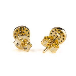 Elegant Eye Stud Zircon Earrings with Turquoise Zircon by Del Corso - Crafted in 925 Sterling Silver with Gold Plated finish, lightweight at 1.2 g, chic design for women, featuring premium materials and vibrant gemstones, offering style and comfort - Stud Earrings - British D'sire