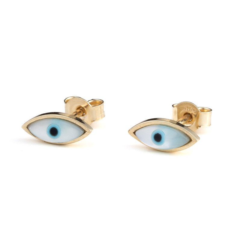 Elegant Oval Eye Stud Earrings by Del Corso - Crafted in 9K Gold, lightweight at 1.2 g, featuring a timeless design for women, adorned with premium gold craftsmanship, offering style, comfort, and symbolic protection - Stud Earrings - British D'sire