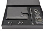 Elite Genuine Leather Audi Wallet, Key Fob, Pen & Cufflinks Boxed Gift Set Gift Boxed, - British D'sire