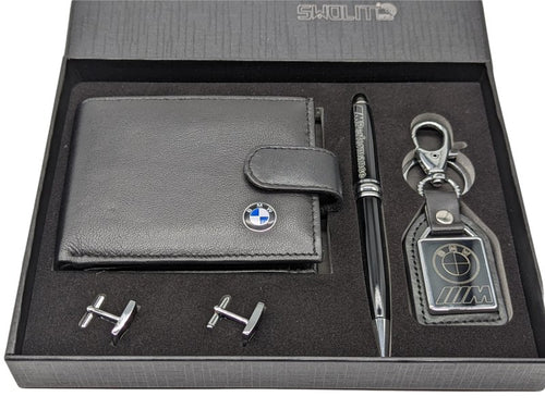 Elite Genuine Leather BMW M Sport Wallet, Key Fob, Pen Boxed Gift Set Gift Boxed Gift