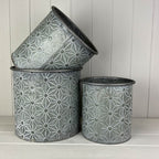 Embossed Daisy Designed Planters Set of 3 - Plant Pot - British D'sire
