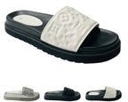 Embossed Front Strap Flat Sliders - Sliders - British D'sire