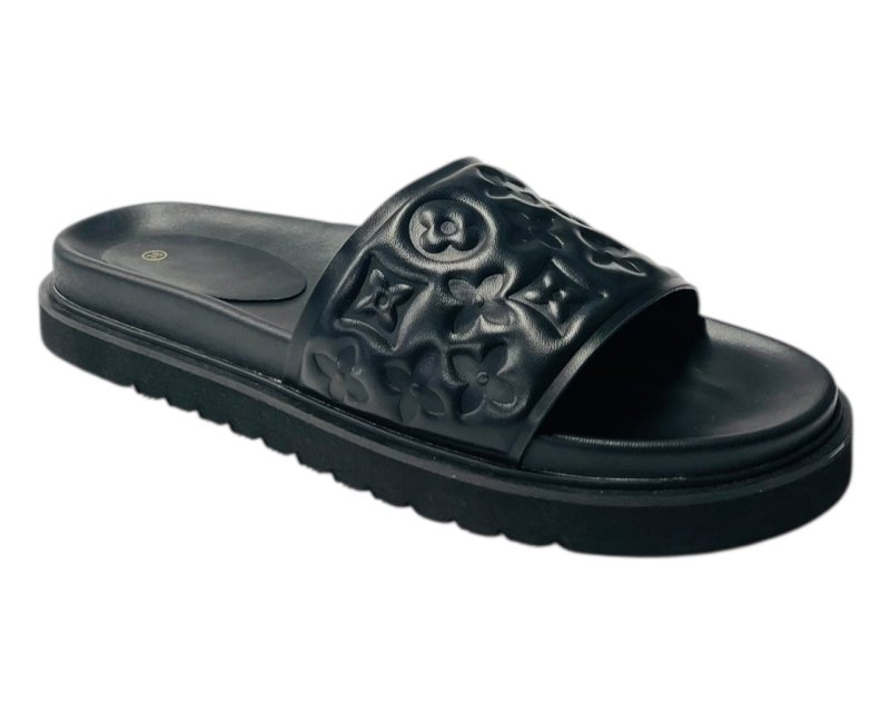 Embossed Front Strap Flat Sliders - Sliders - British D'sire