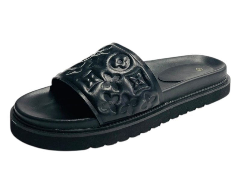 Embossed Front Strap Flat Sliders - Sliders - British D'sire
