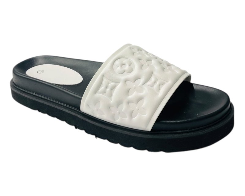 Embossed Front Strap Flat Sliders - Sliders - British D'sire