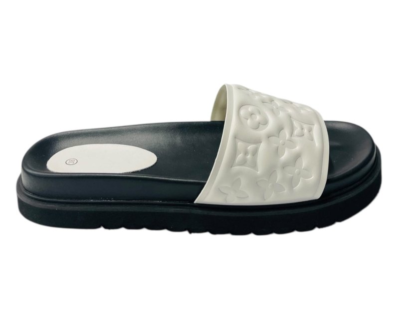 Embossed Front Strap Flat Sliders - Sliders - British D'sire