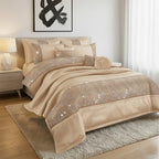 Embroidered Duvet Cover Set Luxury Bedding with Matching Accessories - Super King - Silver - British D'sire