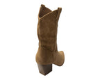 Embroidered Faux Suede Cowboy Ankle Boots - Boots - British D'sire