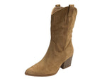 Embroidered Faux Suede Cowboy Ankle Boots - Boots - British D'sire