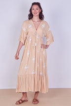 Embroidered Maxi Dress with Tassel Tie – 100% Viscose (One Size UK 8–14) - Dresses - British D'sire