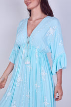 Embroidered Maxi Dress with Tassel Tie – 100% Viscose (One Size UK 8–14) - Dresses - British D'sire