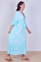 Embroidered Maxi Dress with Tassel Tie – 100% Viscose (One Size UK 8–14) - Dresses - British D'sire