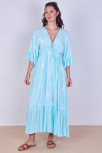 Embroidered Maxi Dress with Tassel Tie – 100% Viscose (One Size UK 8–14) - Dresses - British D'sire