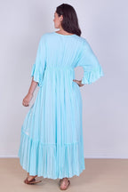 Embroidered Maxi Dress with Tassel Tie – 100% Viscose (One Size UK 8–14) - Dresses - British D'sire