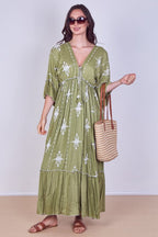 Embroidered Maxi Dress with Tassel Tie – 100% Viscose (One Size UK 8–14) - Dresses - British D'sire