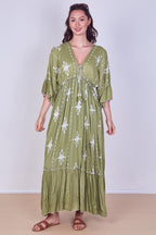 Embroidered Maxi Dress with Tassel Tie – 100% Viscose (One Size UK 8–14) - Dresses - British D'sire