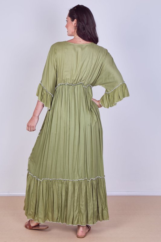 Embroidered Maxi Dress with Tassel Tie – 100% Viscose (One Size UK 8–14) - Dresses - British D'sire