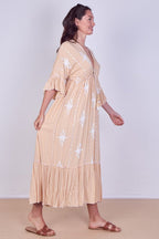 Embroidered Maxi Dress with Tassel Tie – 100% Viscose (One Size UK 8–14) - Dresses - British D'sire