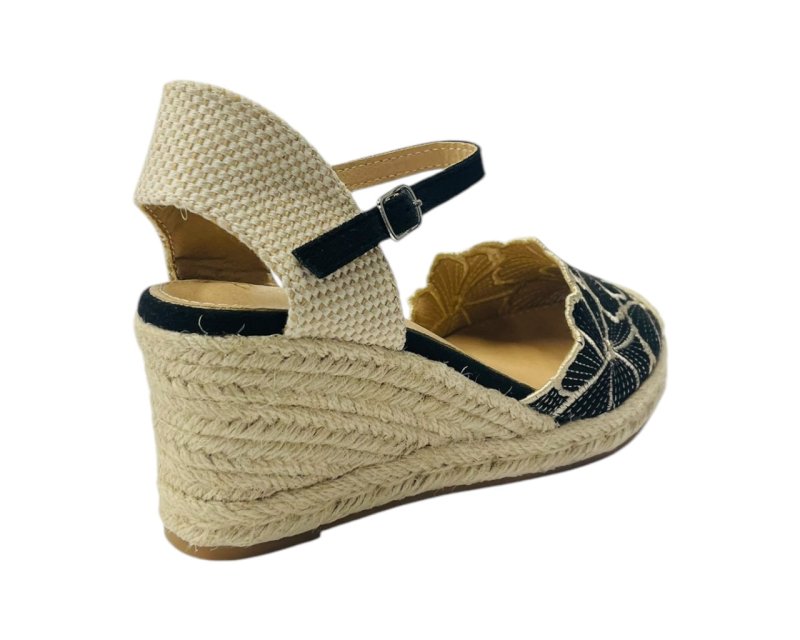 Embroidered Wedge Espadrilles Sandals - Sandals - British D'sire