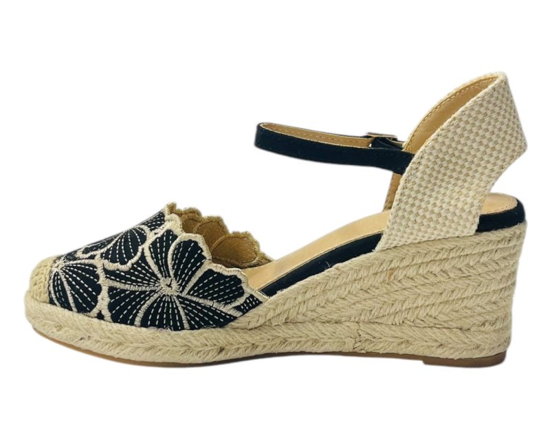 Embroidered Wedge Espadrilles Sandals - Sandals - British D'sire