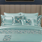 Embroidery Duvet Cover Set Luxury Bedding with Matching Pillowcases - Double - Pink - British D'sire