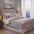 Embroidery Duvet Cover Set Luxury Bedding with Matching Pillowcases - Double - Pink - British D'sire