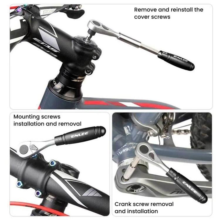 ENLEE 10pcs Bike Ratchet Wrench Repair Kit Multi-Functional Tire Repair Emergency Tool Set(Black) - British D'sire