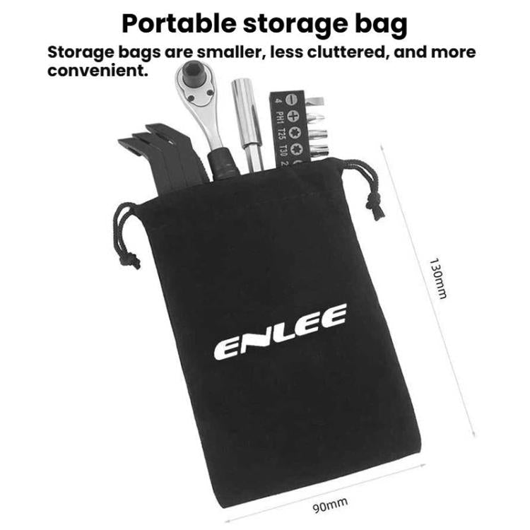 ENLEE 10pcs Bike Ratchet Wrench Repair Kit Multi-Functional Tire Repair Emergency Tool Set(Black) - British D'sire