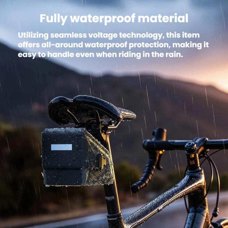 ENLEE Bike Quick-Release Seat Bag Waterproof Reflective Saddle Bag, Style: 1.3L Black Secondary image