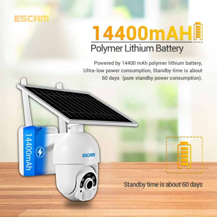 ESCAM QF450 HD 1080P 4G EU Version Solar Powered IP Camera without Memory, Support Two-way Audio & PIR Motion Detection & Night Vision & TF Card - British D'sire