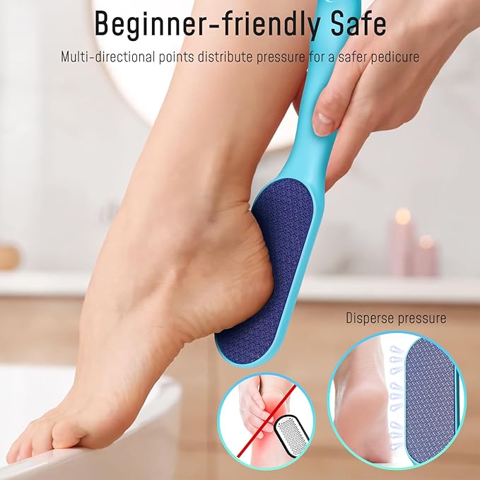 Euqvunn Nano-Glass Foot File, Foot Scraper with Extended Handle, Professional Nano Glass Pedicure Tool, Gentle Pedicure Blades for Hard Skin, for Men & Women - British D'sire