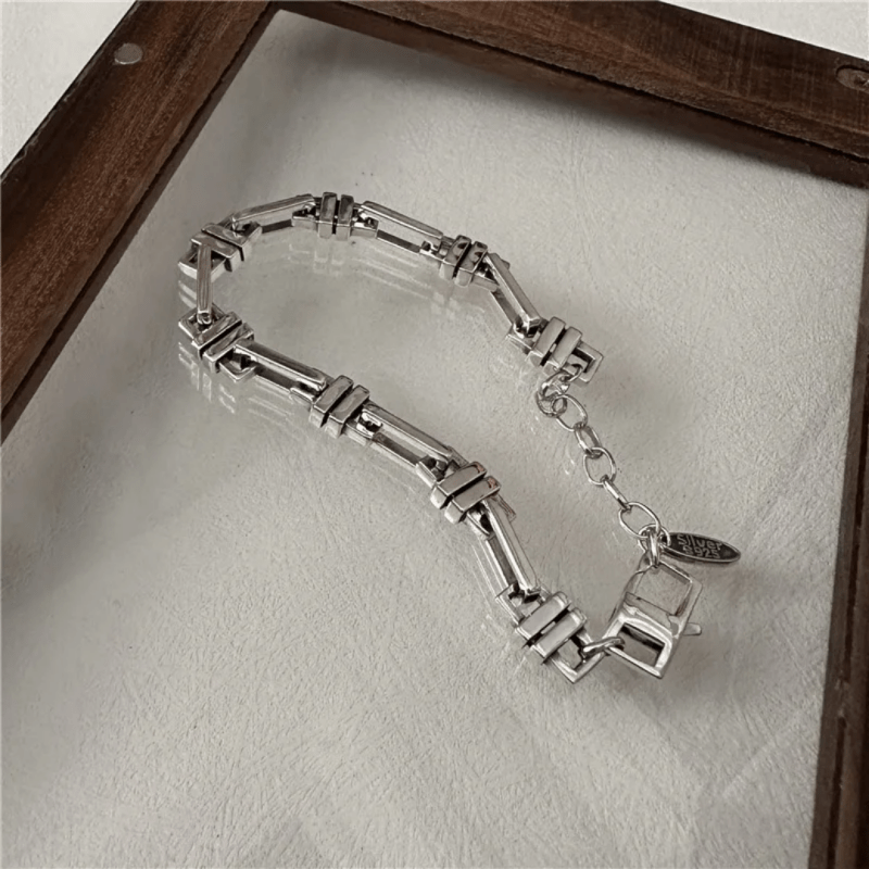 Exaggerated design 925 pure silver geometric interlocking bracelet wholesale for both men and women - Bracelets - British D'sire