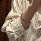 Exaggerated design 925 pure silver geometric interlocking bracelet wholesale for both men and women - Bracelets - British D'sire