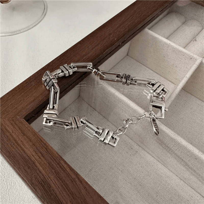 Exaggerated design 925 pure silver geometric interlocking bracelet wholesale for both men and women - Bracelets - British D'sire