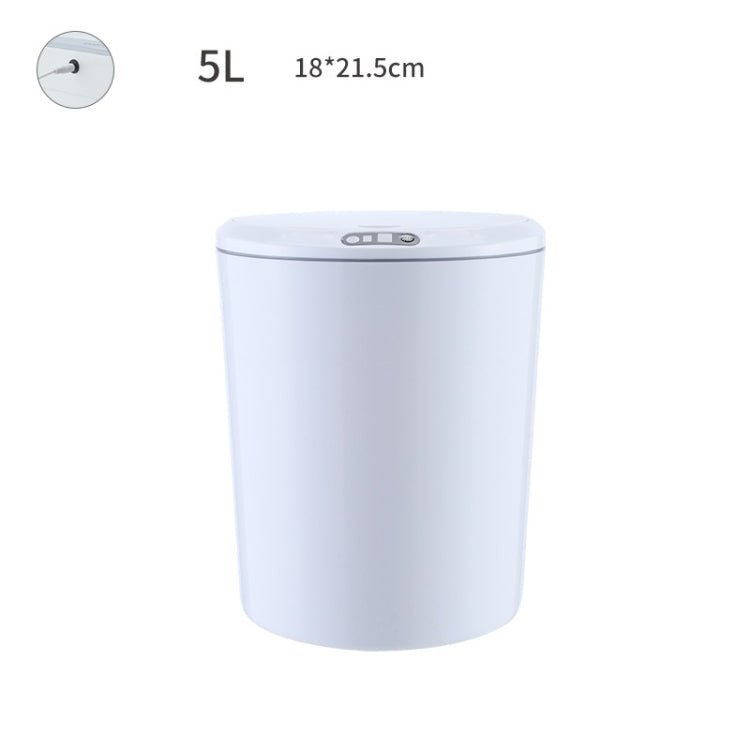 EXPED SMART Desktop Smart Induction Electric Storage Box Car Office Trash Can, Specification: 5L USB Charging (White) - British D'sire