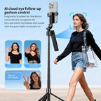 F01 For Live Streaming AI Smart Face Tracking Gimbal Selfie Stick 192cm Telescopic Tripod Stand - Gimbal - British D'sire