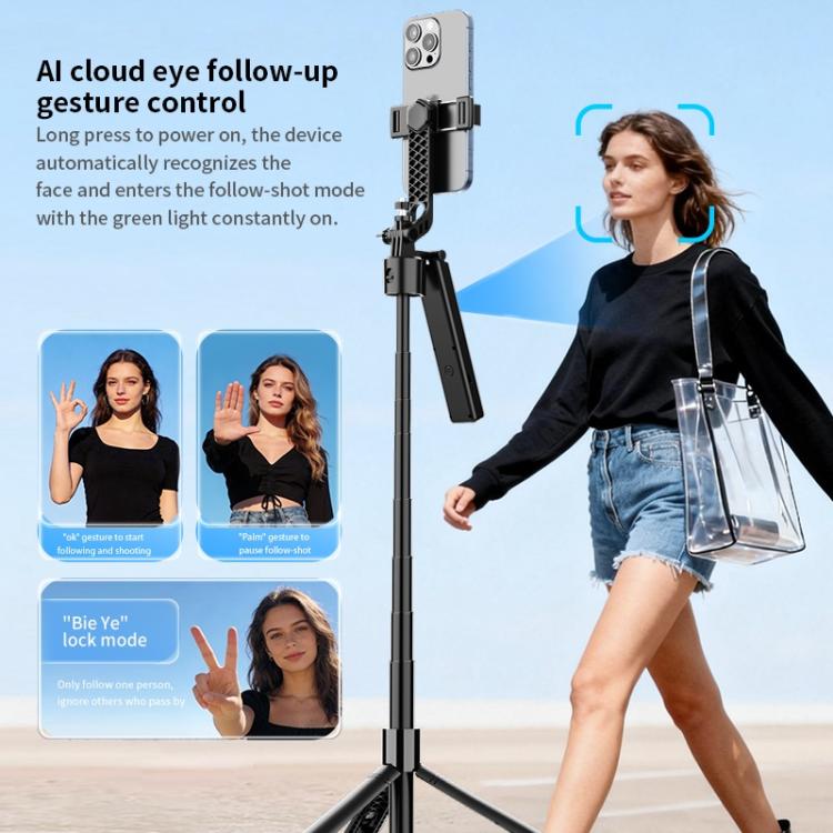 F01 For Live Streaming AI Smart Face Tracking Gimbal Selfie Stick 192cm Telescopic Tripod Stand - Gimbal - British D'sire