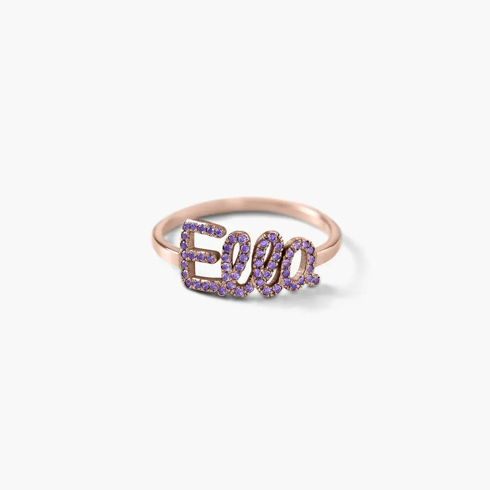 Maiden Art - Personalized Swarovski Stone Ring – Custom Name Ring in S925 Sterling Silver Swarovski Stone - 18k Gold, Silver, Rose Gold – Timeless, Handcrafted-Perfect Gift for Loved Ones Secondary image