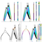 FABIYAN Nail Art Scissors Set Stainless Steel Nail Clippers Dead Skin Scissors Remover Steel Push, Specification: Set 1 - British D'sire