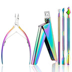FABIYAN Nail Art Scissors Set Stainless Steel Nail Clippers Dead Skin Scissors Remover Steel Push, Specification: Set 1 - British D'sire